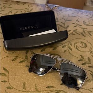 Versace Silver Aviator Sunglasses